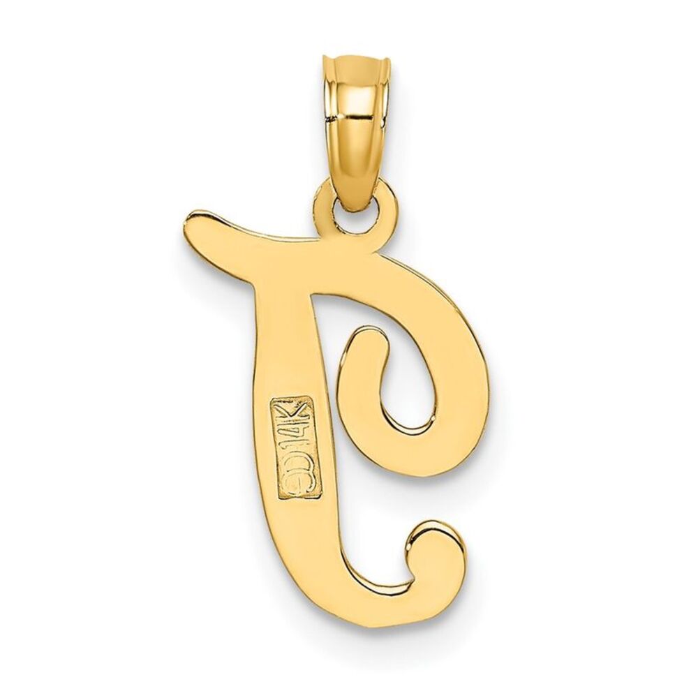 10k Yellow Gold Polished T Script Initial Charm - image 4